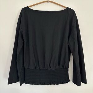 Ann Taylor Smocked Waist Bell Sleeve Blouse Size XS